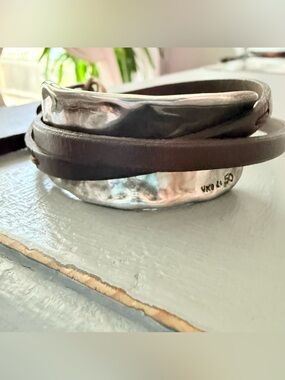 Uno de 50 Brown Leather Wrap Bracelet NEW